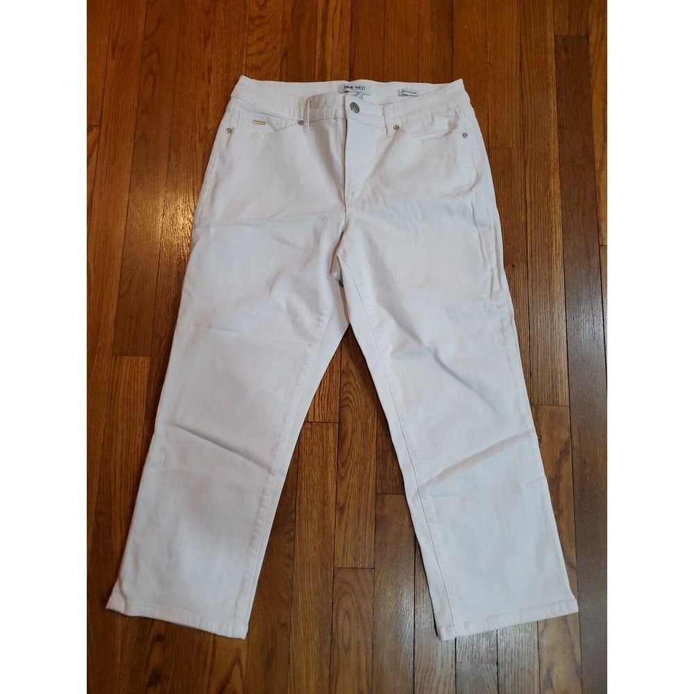 Nine‎ West Chrystie Capri White Cropped Stretch Denim Jeans Womens Size 10